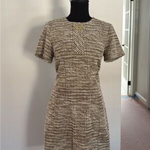 Halston tweed short sleeve mini dress